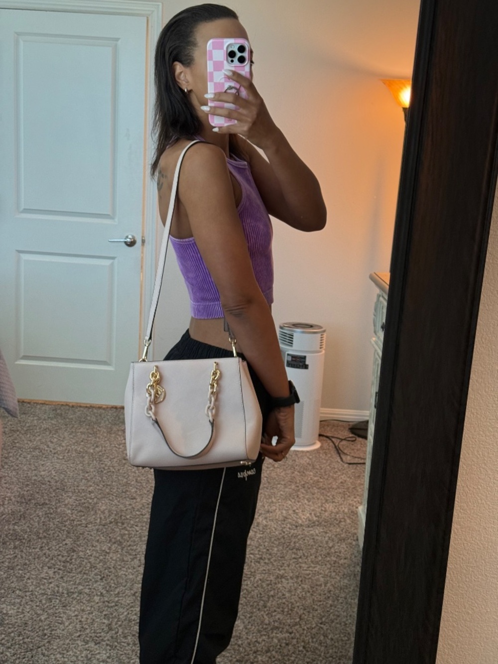 Michael Kors Cynthia Blossom Pink Gold Saffiano Leather Medium Satchel - Picture 15 of 15